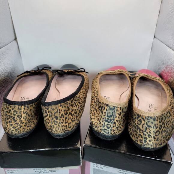 2 Pair Paul Mayer Attitudes Leopard Print Ballet Flats 8.5B Candy & Country Cap - Picture 6 of 10